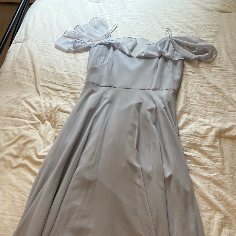 Jenny Yoo Light Gray/Blue Maxi Dress